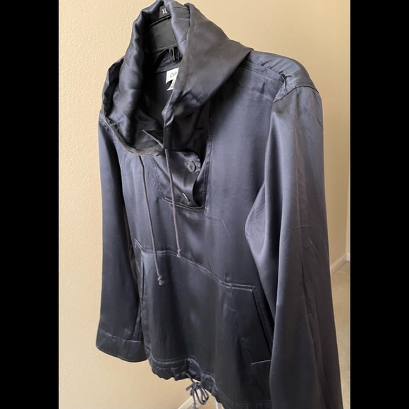 Calvin Klein hoodie w drawstrings in silk grey blue 3 button inset front panel - Picture 6 of 6